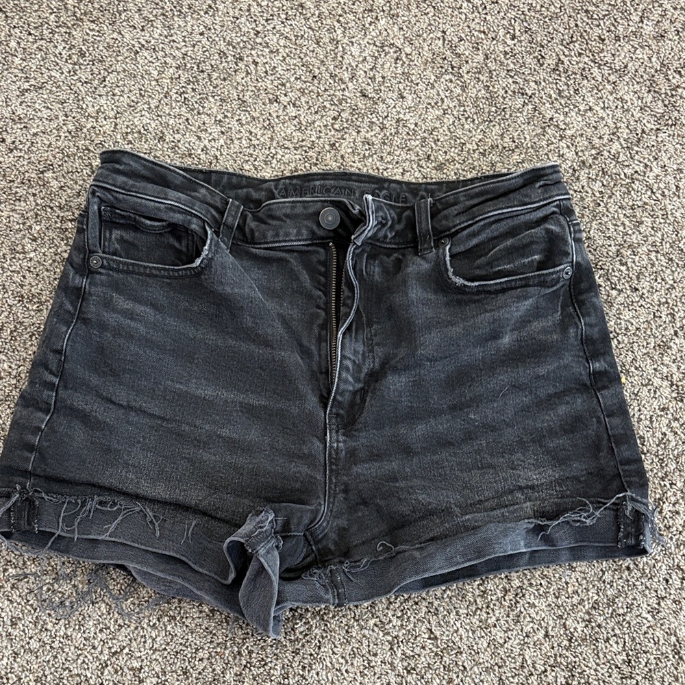 Black High-Rise Denim Jean Shorts